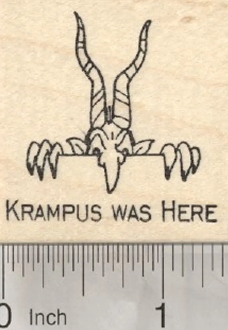 'Krampus Was Here' Christmas-Themed Rubber Stamp 1