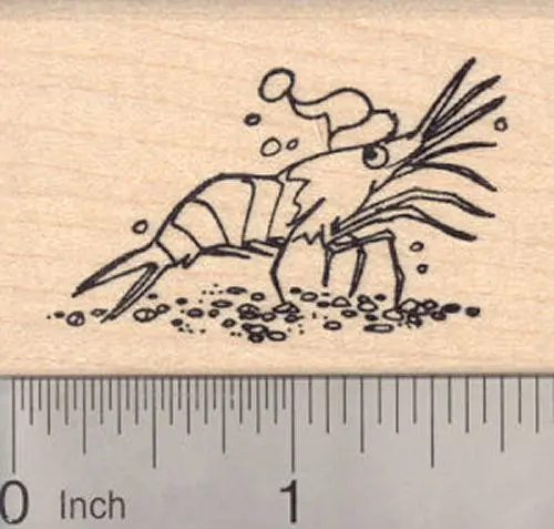 Krill Shrimp Christmas Rubber Stamp – Playful Ocean-Inspired Holiday Theme 1