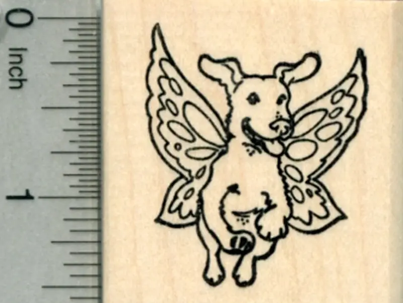 Labrador Retriever With Fairy Wings Rubber Stamp – Whimsical Pet Tribute 1