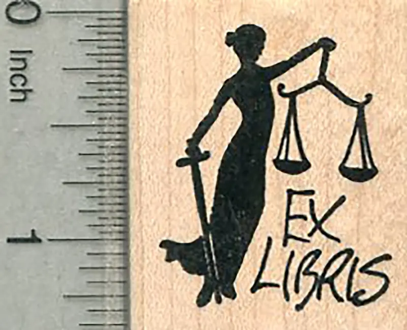 Lady Justice Bookplate Stamp – Ex Libris Library Seal 1