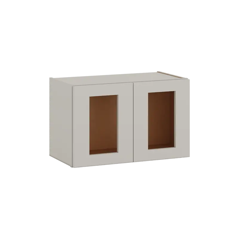 Laguna Gray Double Shaker 15" Stackable Glass Wall Cabinet – Double Door, 24"–36" Wide 1