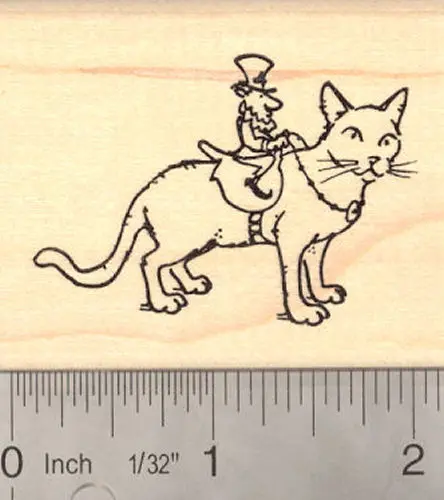 Leprechaun Riding A Cat Rubber Stamp – Whimsical St. Paddy’S Design 1