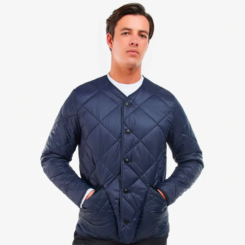 Liddesdale Quilted Cardigan Jacket – Navy 1
