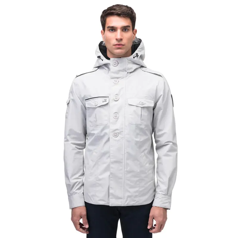 Light Grey Fisherman-Style Shirt Jacket For Men 1