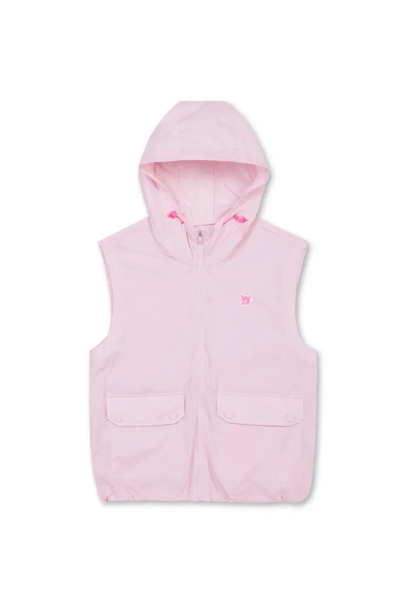 Light Pink Zip-Up Hoodie Vest For Women 1