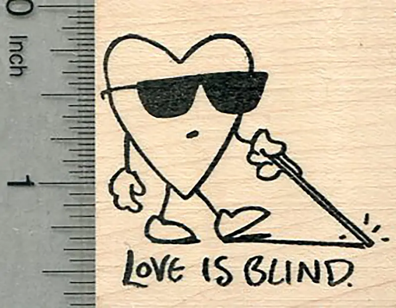 ‘Love Is Blind’ Valentine’S Rubber Stamp – Quirky Romance Theme 1