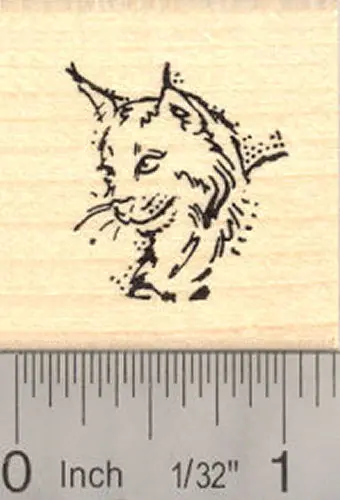 Lynx Wildcat Face Rubber Stamp – Striking Wildlife Silhouette 1