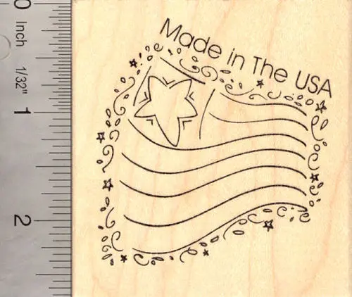 'Made In The Usa' Patriotic Flag Rubber Stamp 1