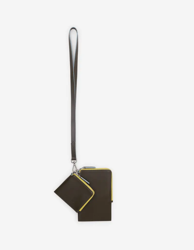 Maison Kitsuné Khaki Grey Multi-Pouch Crossbody Bag With Adjustable Strap 1