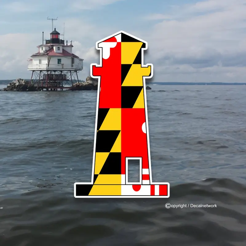 Maryland State Flag Lighthouse Vinyl Sticker 1