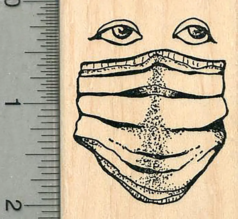 Masked Face Rubber Stamp Highlighting Expressive Eyes – Healthcare Heroes Interpretation 1