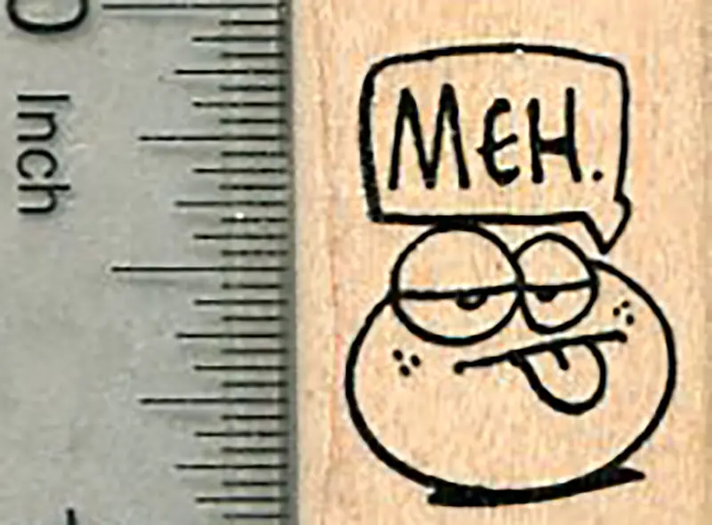 'Meh' Emoji Rubber Stamp — Casual Expression For Journals And Planners 1