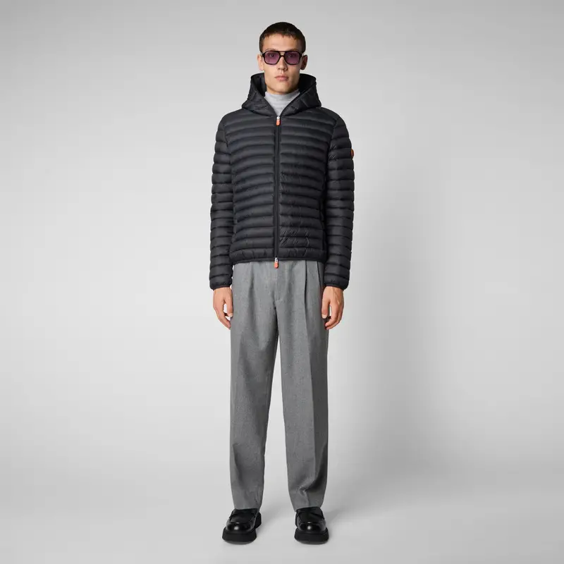 Men'S Donald Black Hooded Puffer Jacket 1