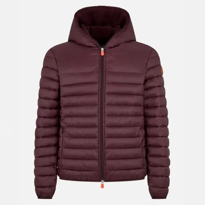 Men'S Nathan Hooded Jacket With Faux Fur Trim – Burgundy & Black 1