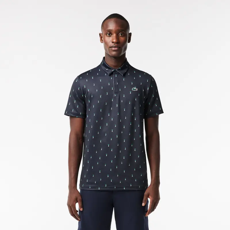 Men’S Recycled Polyester Golf Polo – Navy Blue Print 1