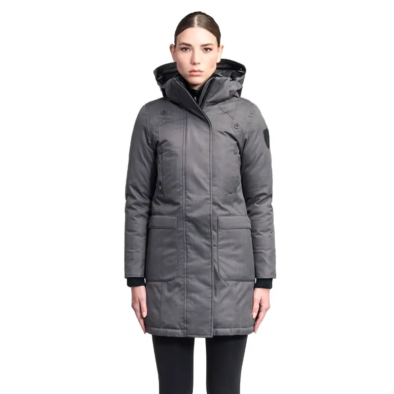 Merideth Women’S Steel Grey Furless Parka 1