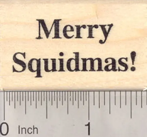 Merry Squidmas Holiday Rubber Stamp – Ocean-Themed Christmas Saying 1