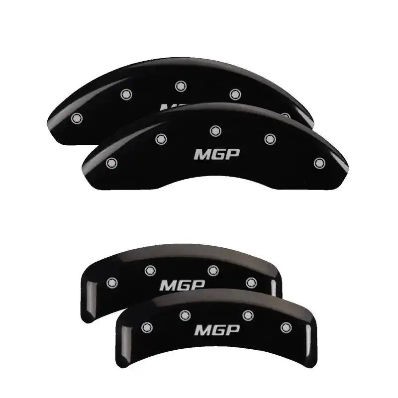 Mgp Engraved 4-Piston Caliper Covers – Front And Rear, Black Finish With Silver Accent 1