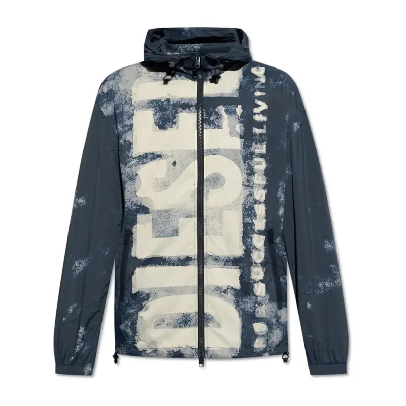 Midnight Blue Watercolour-Effect Logo Windbreaker By J-Warrett 1