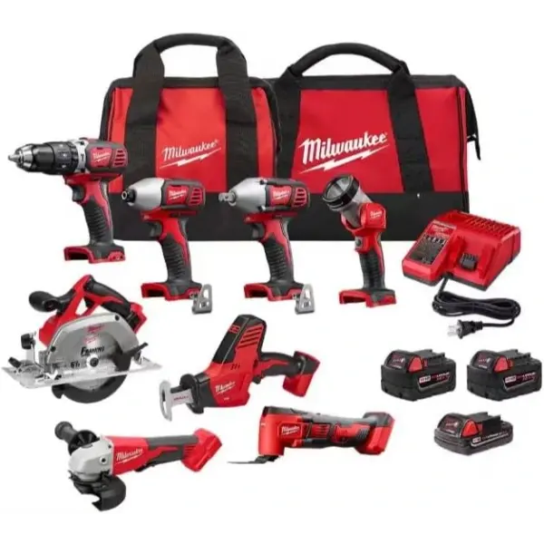 Milwaukee 2696-28 M18 8-Tool Cordless Combo Kit – Includes 3 Batteries, 2 Tool Bags & Charger 1