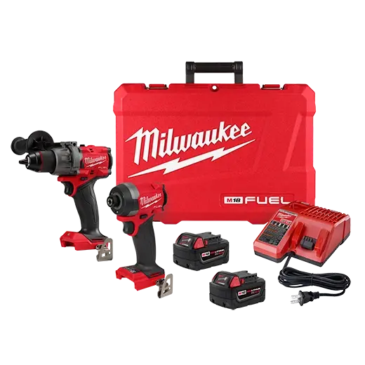 Milwaukee 3697-22 M18 Fuel 2-Tool Combo Kit – Hammer Drill + Impact Driver W/ Batteries & Charger 1