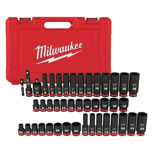Milwaukee 49-66-7009 Shockwave Impact Duty 43-Piece 3/8" Drive Deep Socket Set (Sae & Metric) 1
