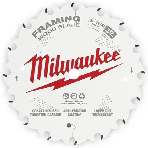 Milwaukee 5-3/8-Inch 16-Tooth Framing Circular Saw Blade 1