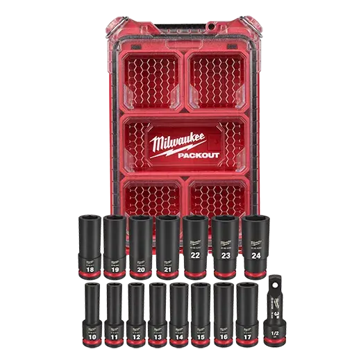 Milwaukee Shockwave Impact Duty 1/2" Drive Socket Set – 16-Piece Mm Packout 1
