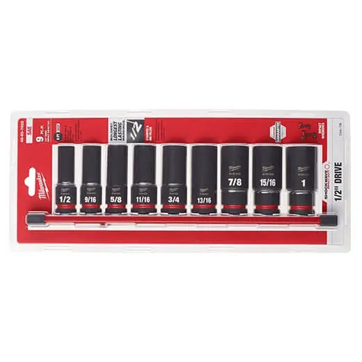 Milwaukee Shockwave Impact Duty 9-Piece 1/2" Drive Deep Sae Socket Set 1