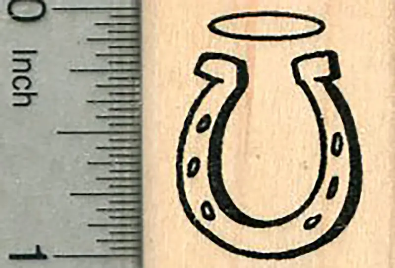 Mini Horseshoe Rubber Stamp With Subtle Halo Accent 1