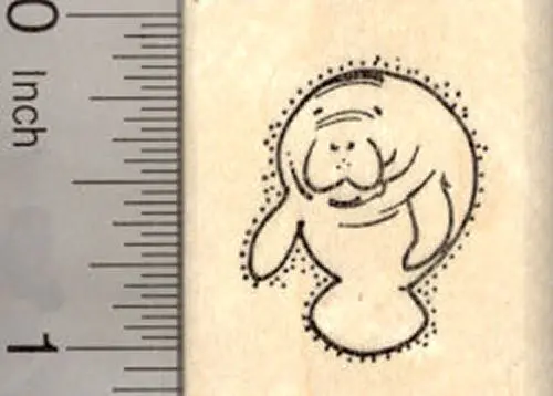 Mini Manatee Rubber Stamp – Compact Marine Mammal Silhouette 1