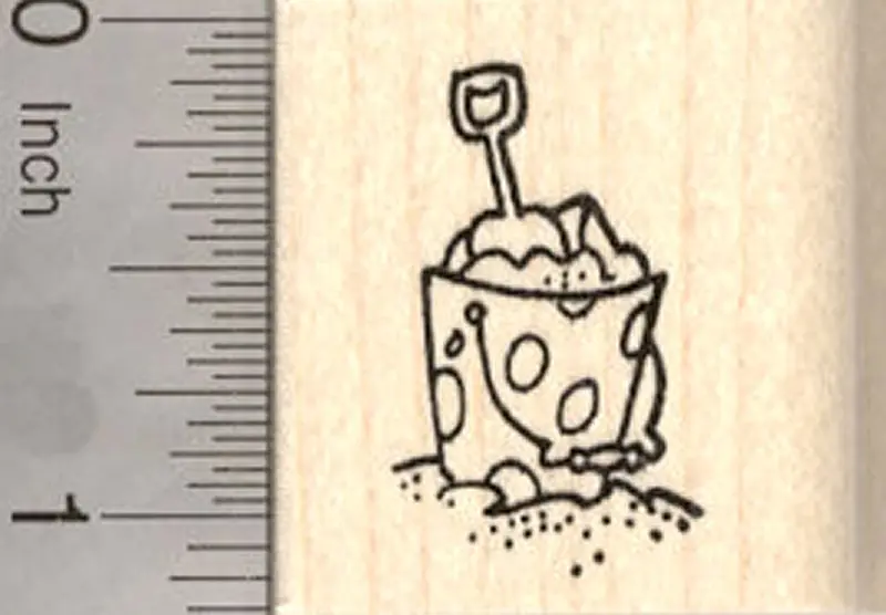 Mini Sand Pail Rubber Stamp – Beach Activity Inspired Design 1