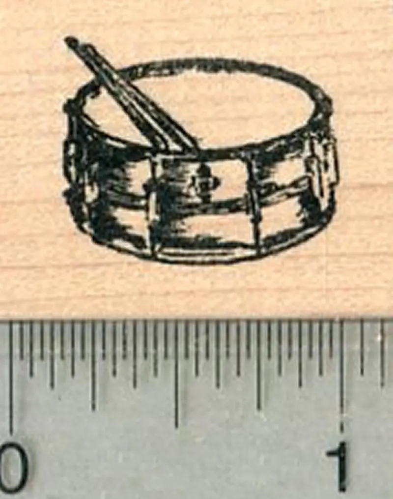 Mini Snare Drum Rubber Stamp – Small Percussion Instrument Illustration 1