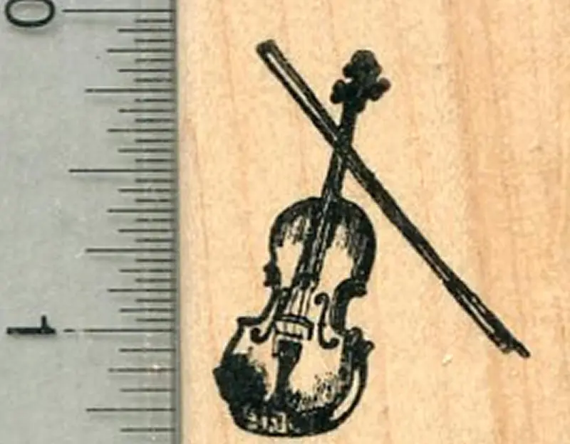 Mini Violin Rubber Stamp – Compact String Instrument Design 1