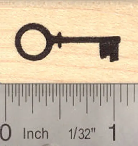 Miniature Skeleton Key Rubber Stamp – Antique-Style Motif 1