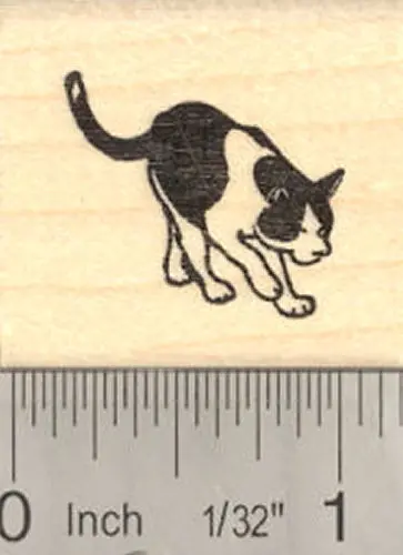 Minimalist Black And White Cat Rubber Stamp – Simple Feline Silhouette 1