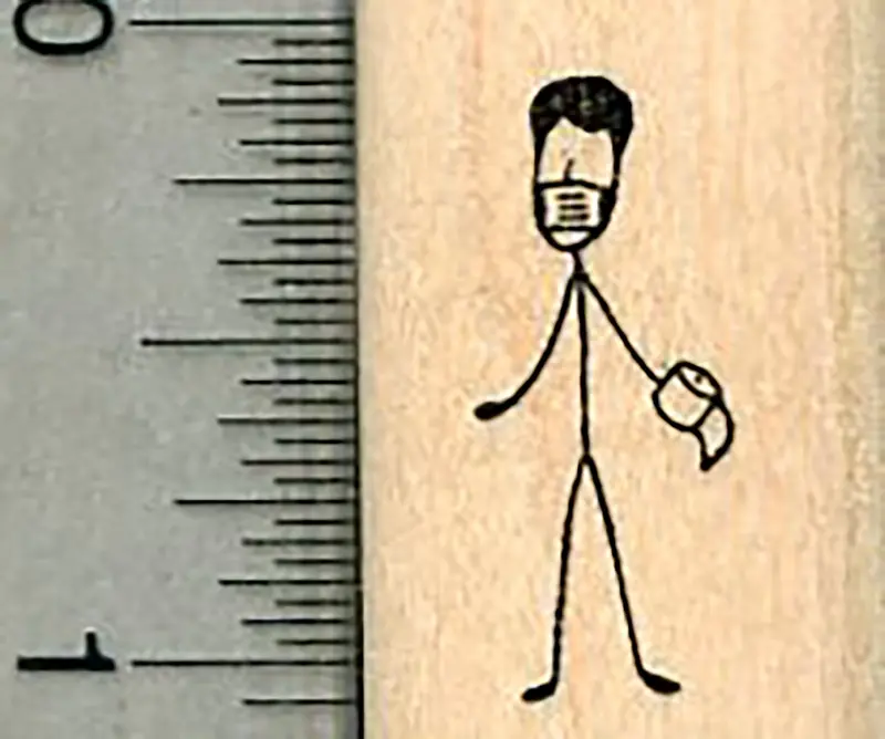 Minimalist Dad Rubber Stamp – Masked Stick Figure Family Set 1