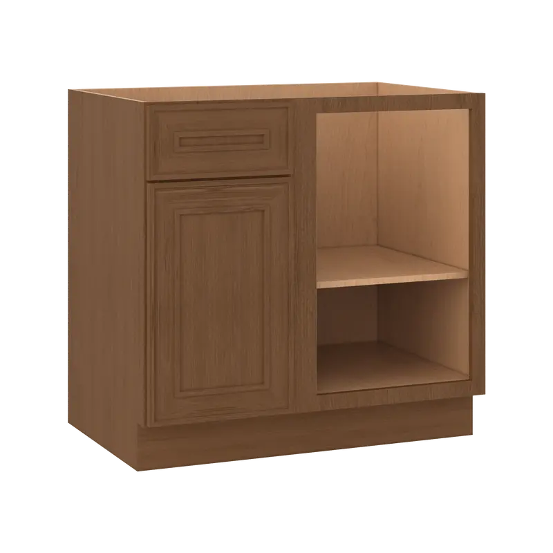 Mocha Elegant Oak Blind Corner Base Cabinet – 36 Inch Nominal (39 Inch Actual), Up To 42 Inch, Left Or Right Configuration 1