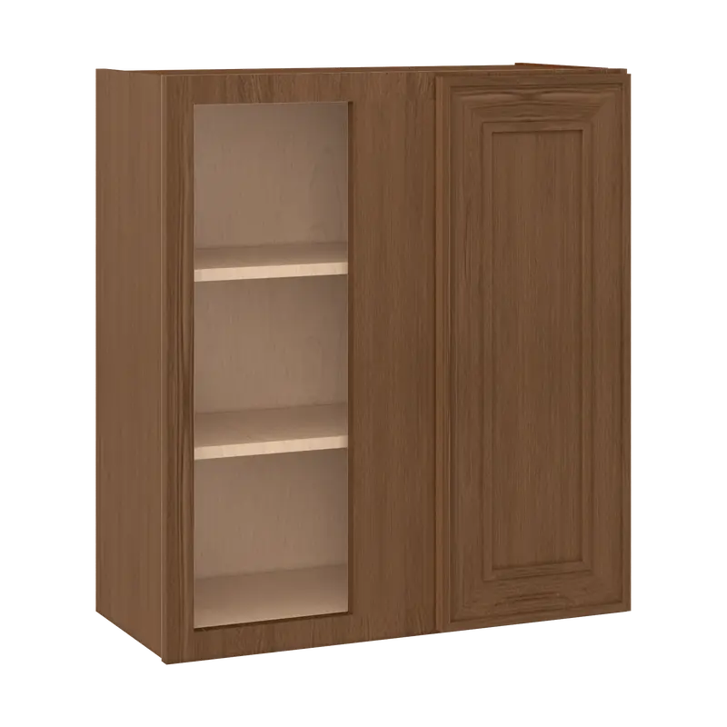 Mocha Elegant Oak Blind Corner Wall Cabinet – 27 Inch Width, 30 To 42 Inch Heights, 1-1/4 Inch Overlay 1