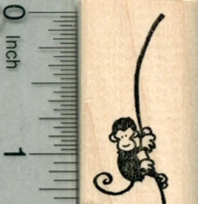 Monkey Swinging On Vine Rubber Stamp 1