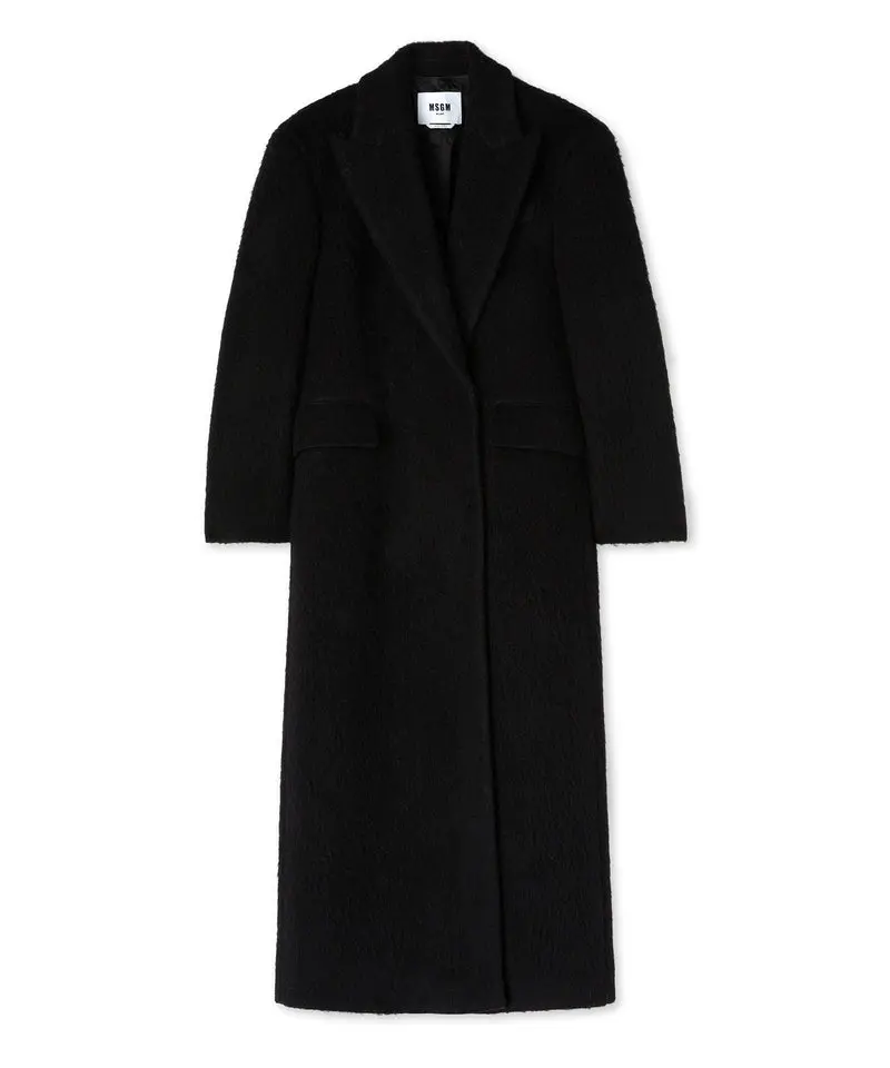 Msgm Black Brushed Wool-Felt Blend Winter Coat 1