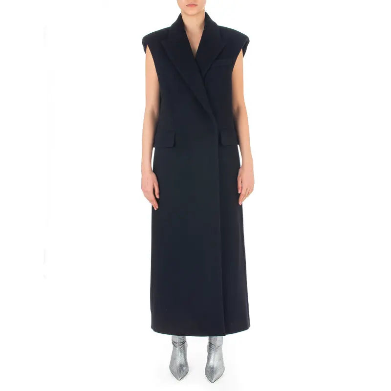 Msgm Black Wool-Blend Structured Coat 1