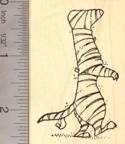 Mummified Ferret Halloween Rubber Stamp Design 1