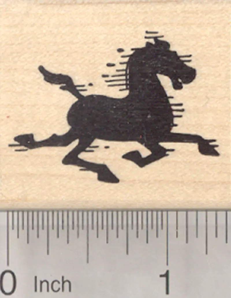 Mustang Horse Silhouette Rubber Stamp – Bold Equestrian Outline 1