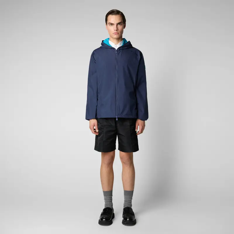 Navy Blue Zayn Hooded Men'S Rain Jacket 1