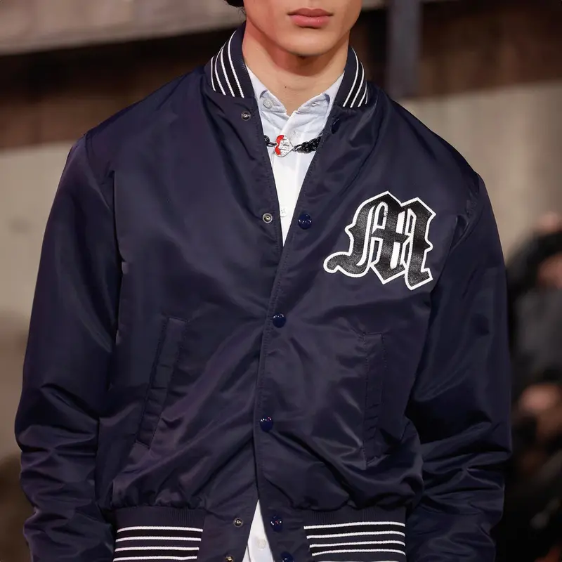 Navy Bomber Jacket With Gothic 'M' Maxi Patch 1