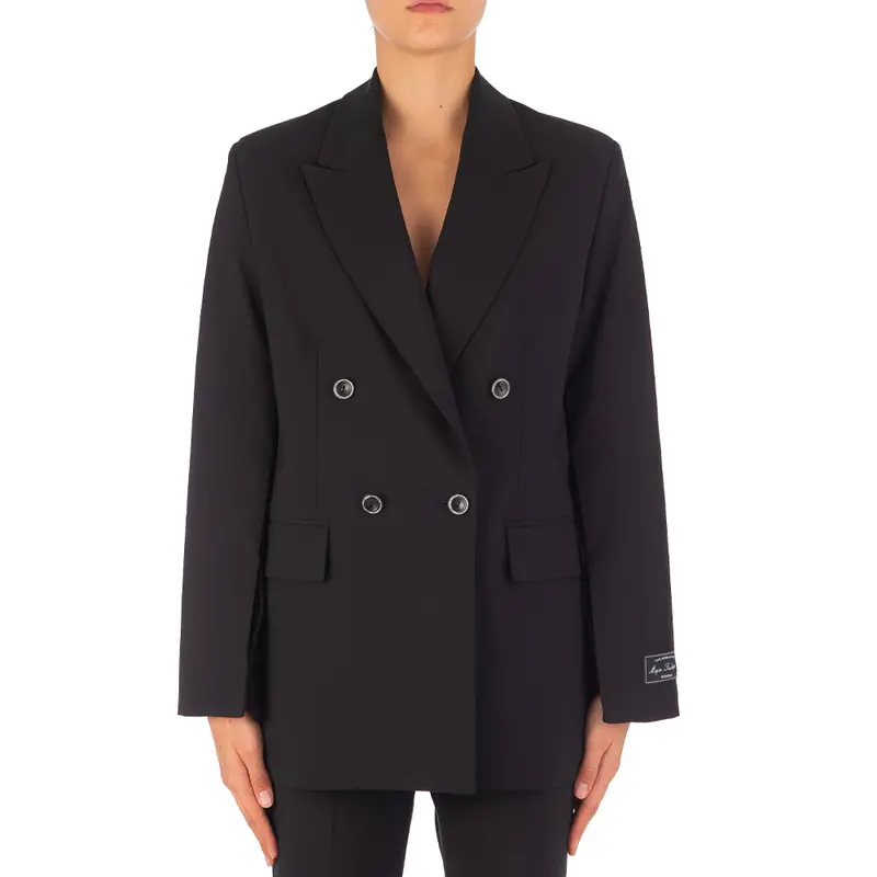 Navy Wool-Blend Tailored Jacket For Women 1