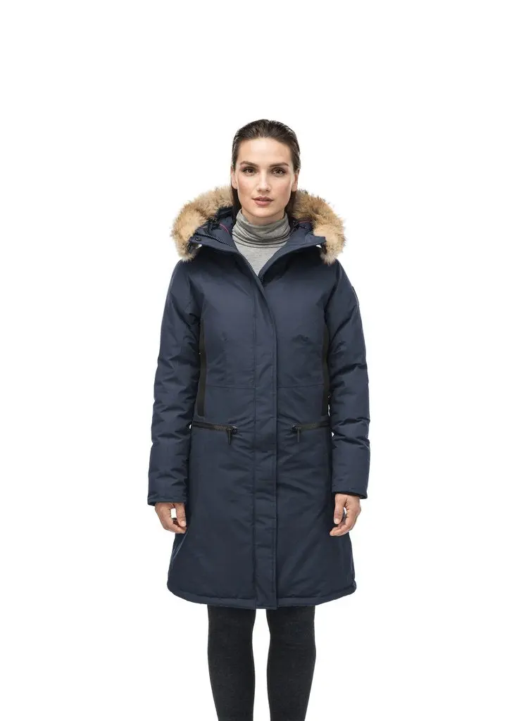 Nobis Alissa Navy Midi Fitted Parka For Women 1