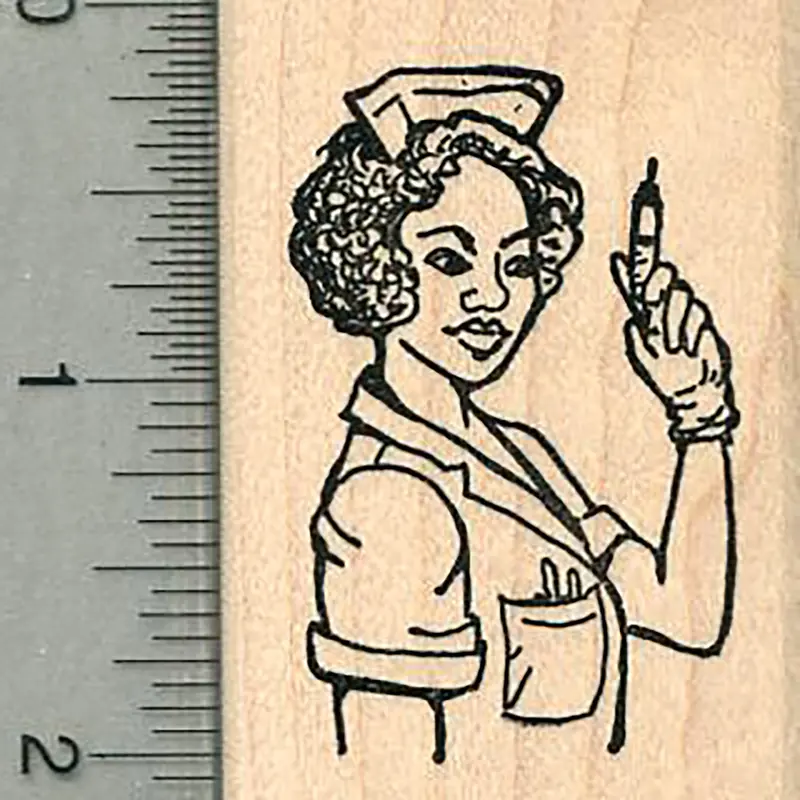 Nurse Rubber Stamp With Syringe Element – Clinical & Compassionate Healthcare Heroes Style 1