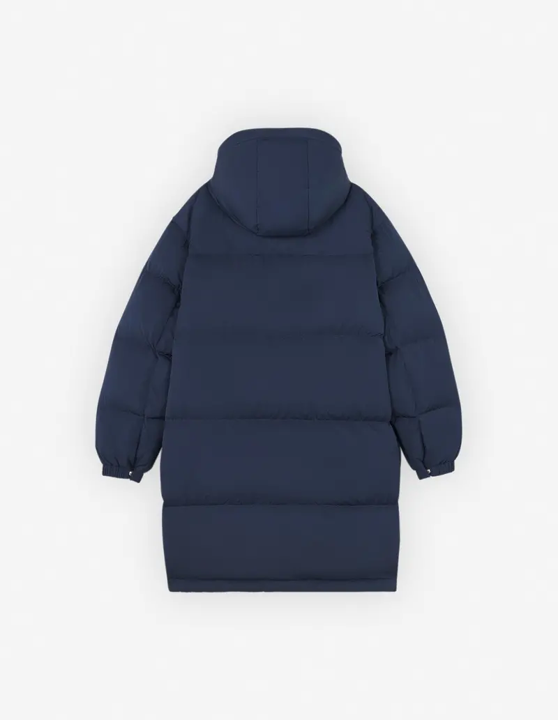 Nylon Hooded Long Puffer Jacket With Bold Fox Head Patch 1
